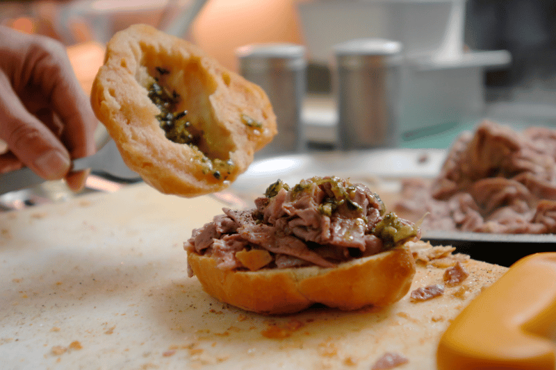 Lampredotto street food in Florence, Italy.